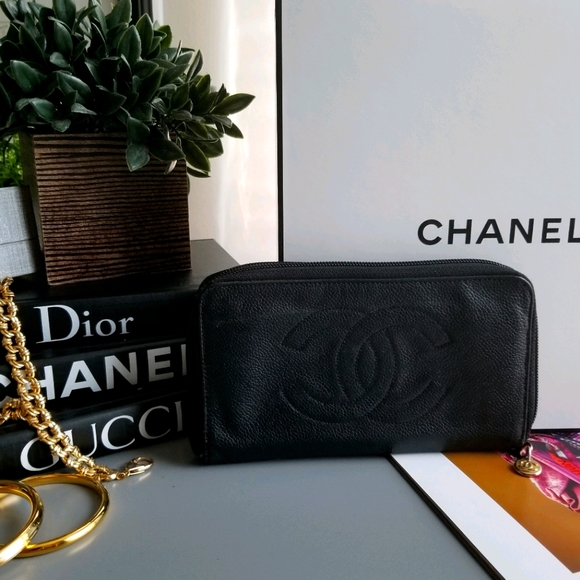 CHANEL Handbags - CHANEL Black  Long Zippy compact Caviar leather
